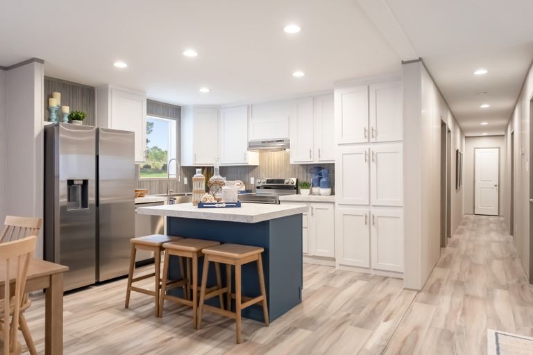 The TRADITION 48F Kitchen. This Manufactured Mobile Home features 3 bedrooms and 2 baths.