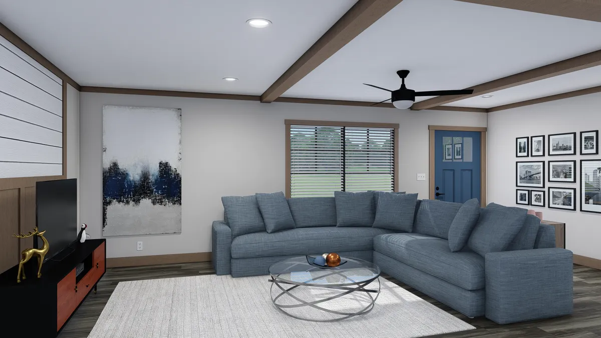 The FARM 3 FLEX Living Room. This Manufactured Mobile Home features 3 bedrooms and 2 baths.