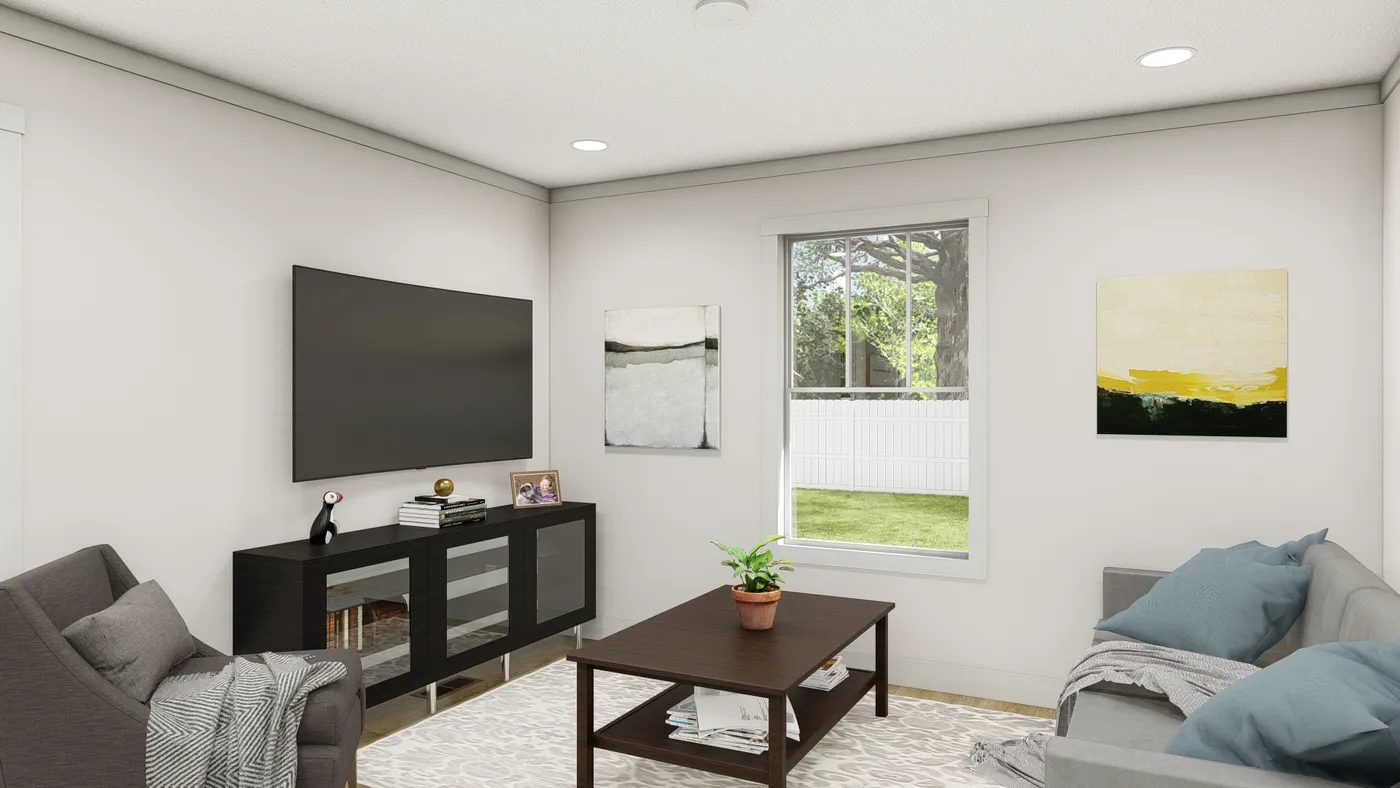 The IMAGINE Living Room. This Manufactured Mobile Home features 1 bedroom and 1 bath.