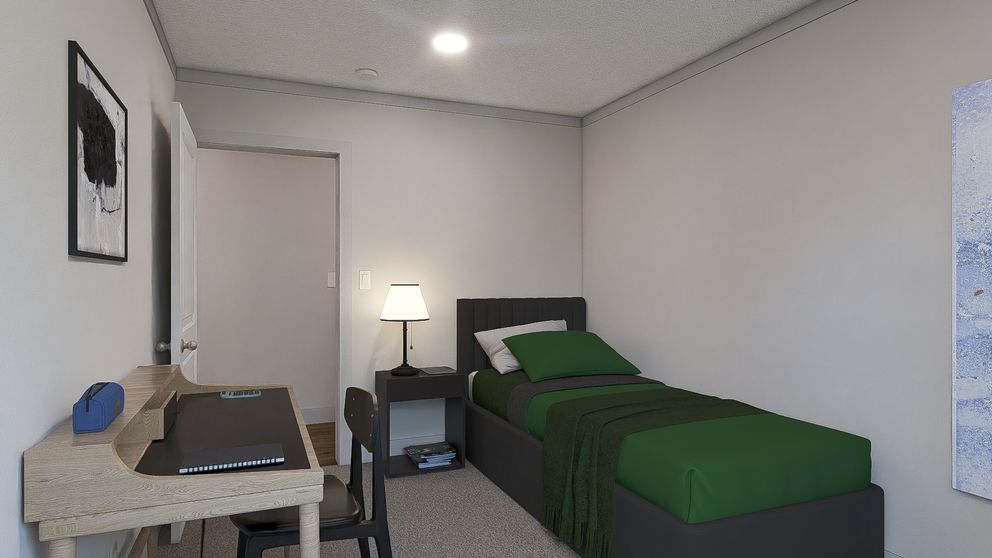 The JOHNNY B GOODE Guest Bedroom. This Manufactured Mobile Home features 3 bedrooms and 2 baths.