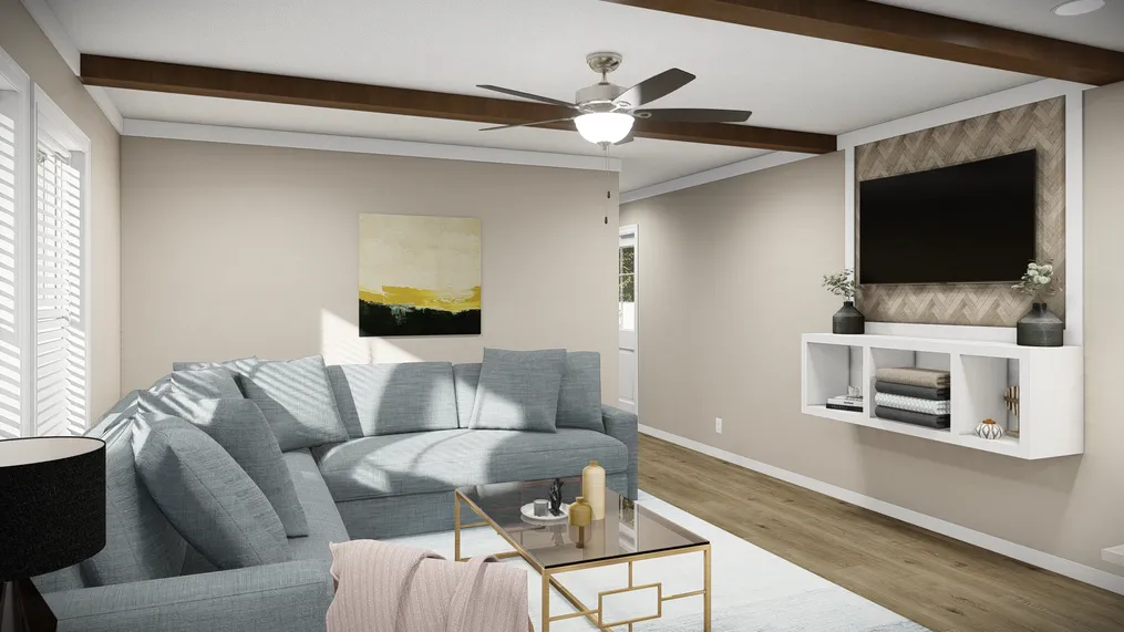 The THE DREAM Living Room. This Manufactured Mobile Home features 3 bedrooms and 2 baths.