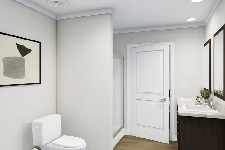The SANTA FE 684A Primary Bathroom. This Manufactured Mobile Home features 4 bedrooms and 2 baths.