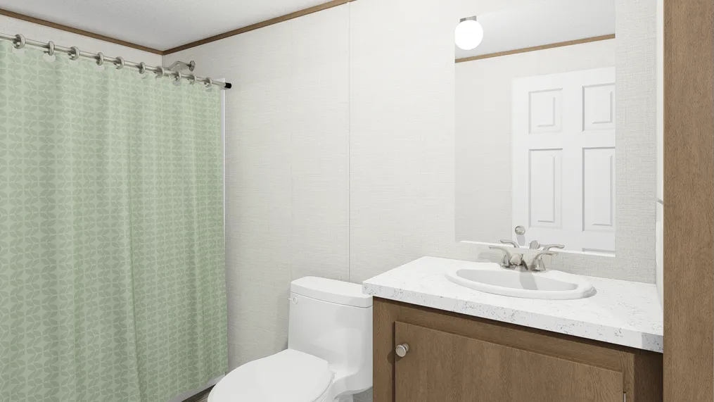 The BLISS Master Bathroom. This Manufactured Mobile Home features 2 bedrooms and 1 bath.