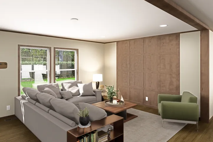 The MOROCCO Living Room. This Manufactured Mobile Home features 4 bedrooms and 2 baths.