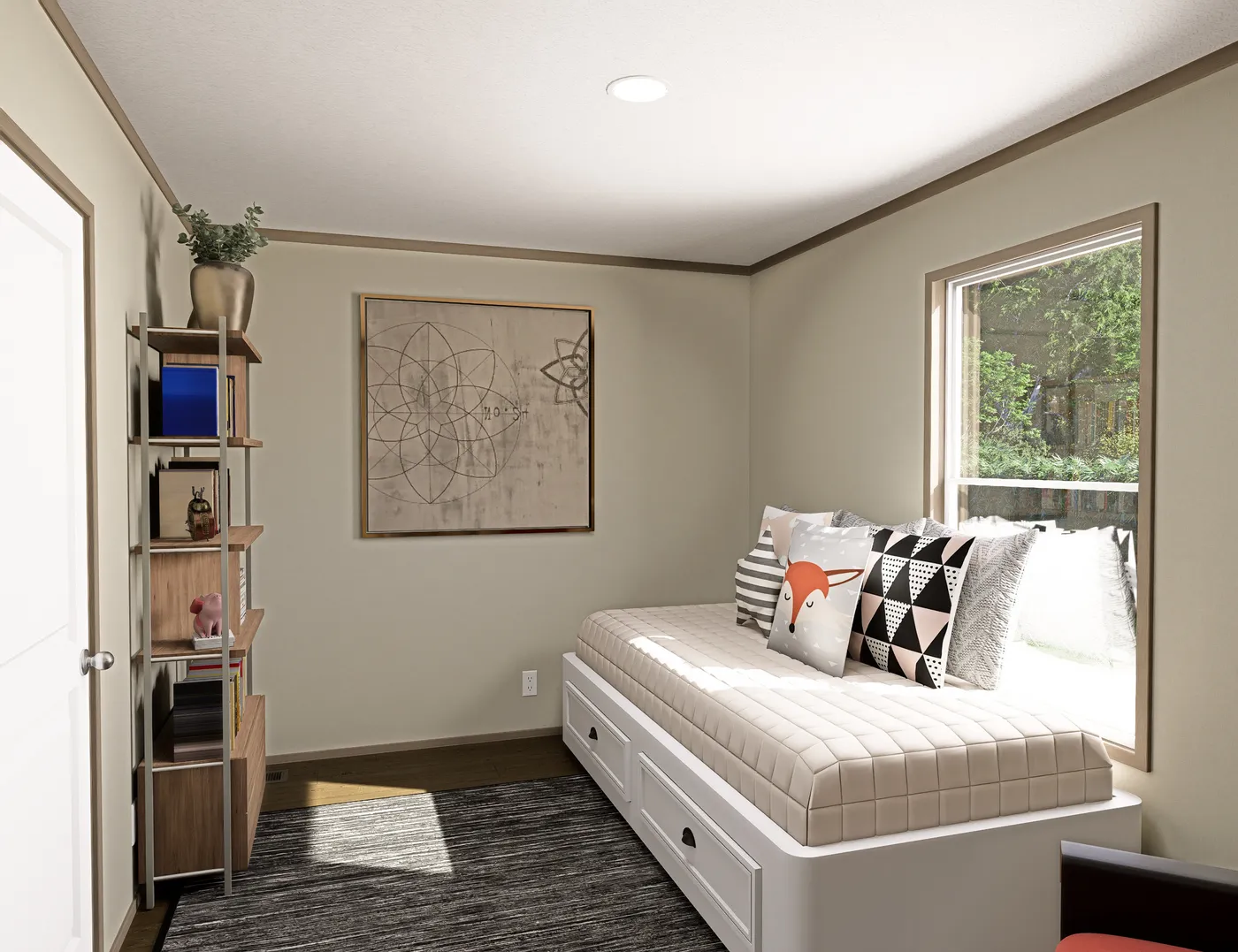 The RAINIER Guest Bedroom. This Manufactured Mobile Home features 4 bedrooms and 3 baths.