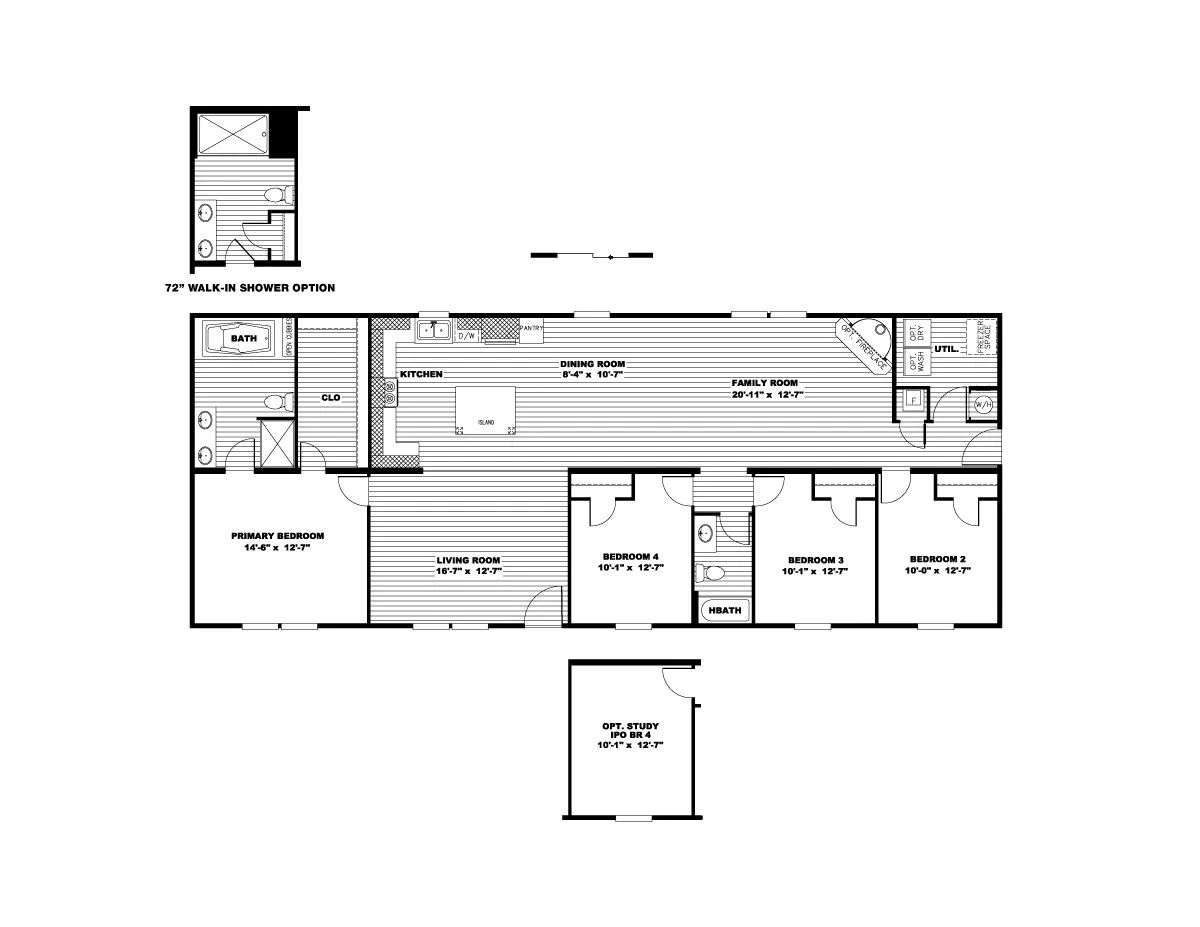 The ULTRA EXCEL 4 BR 28X68 Exterior. This Manufactured Mobile Home features 4 bedrooms and 2 baths.