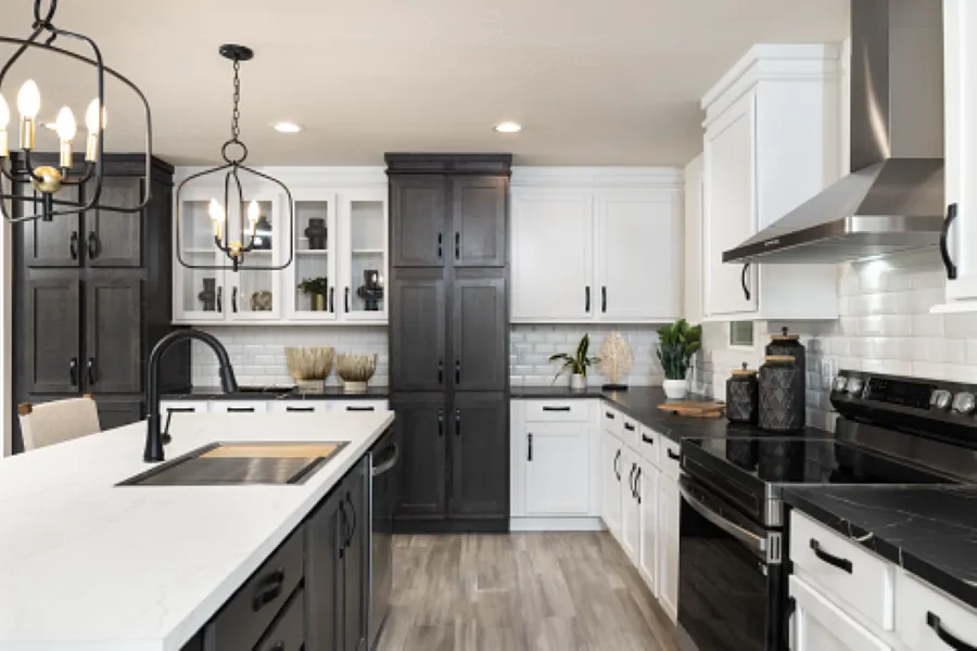 The STRATFORD PL 6630-MS062 SECT Kitchen. This Manufactured Mobile Home features 3 bedrooms and 2 baths.