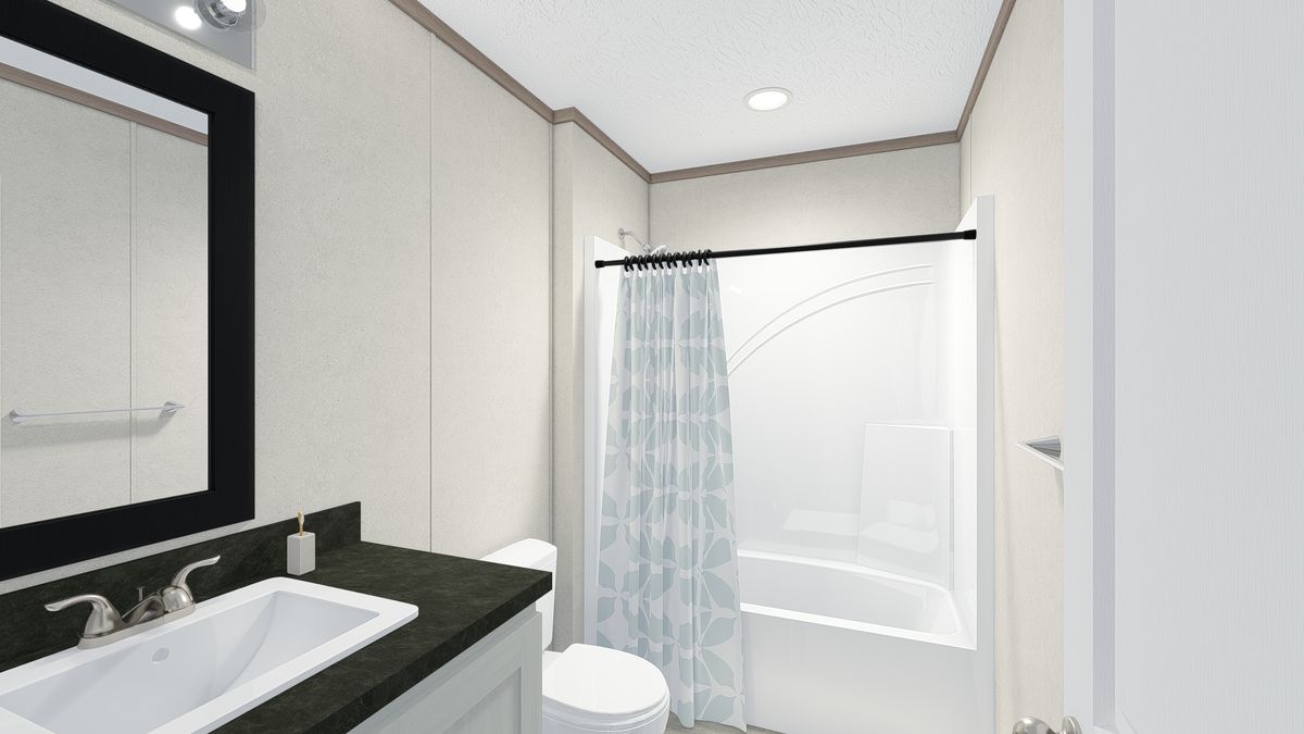 The 6028-E788 THE PULSE Guest Bathroom. This Manufactured Mobile Home features 4 bedrooms and 2 baths.