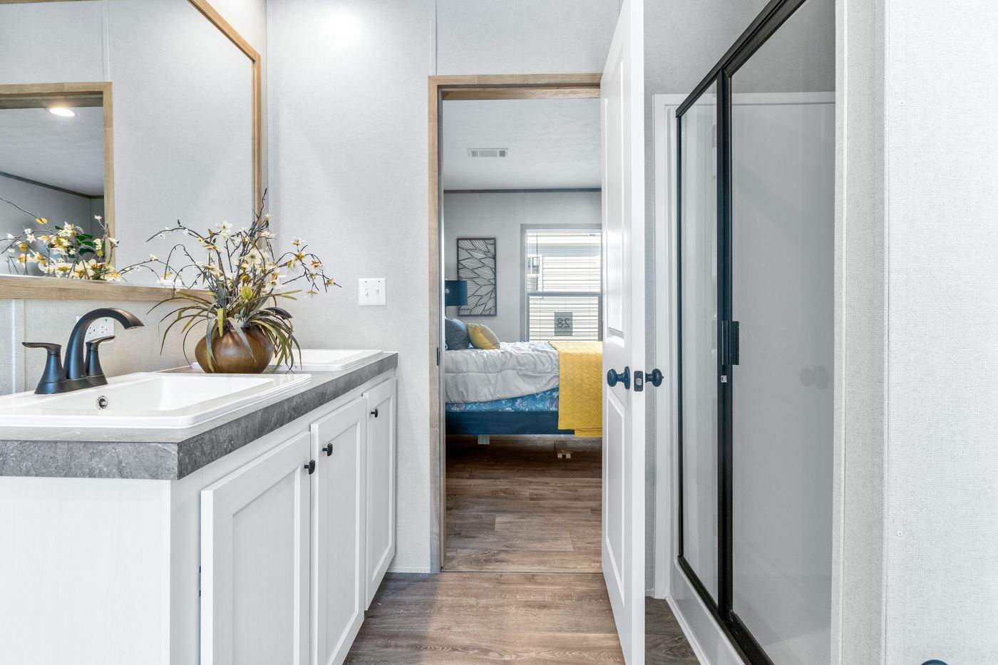 The PT 78 Primary Bathroom. This Manufactured Mobile Home features 3 bedrooms and 2 baths.