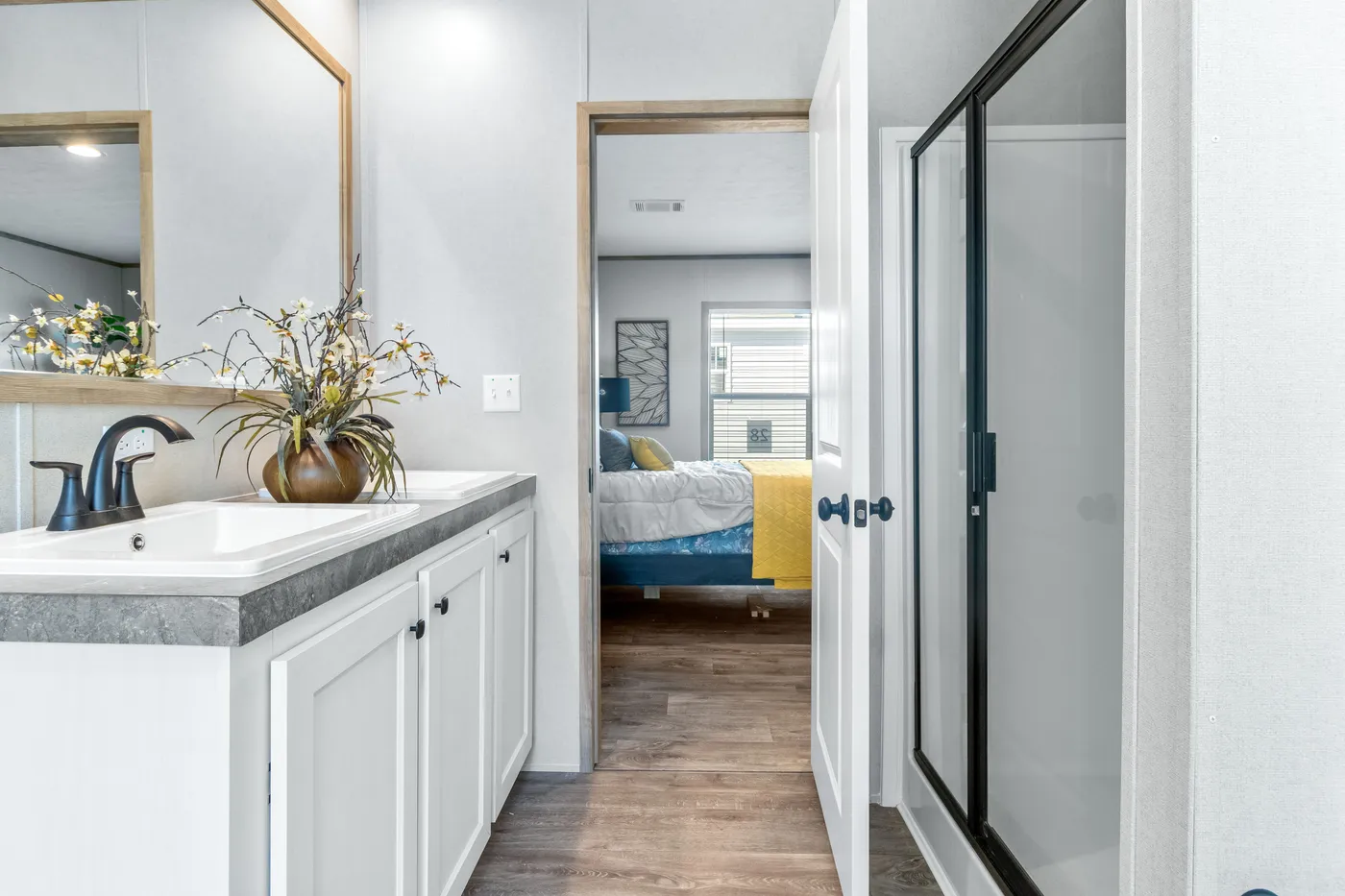 The PT 78 Primary Bathroom. This Manufactured Mobile Home features 3 bedrooms and 2 baths.