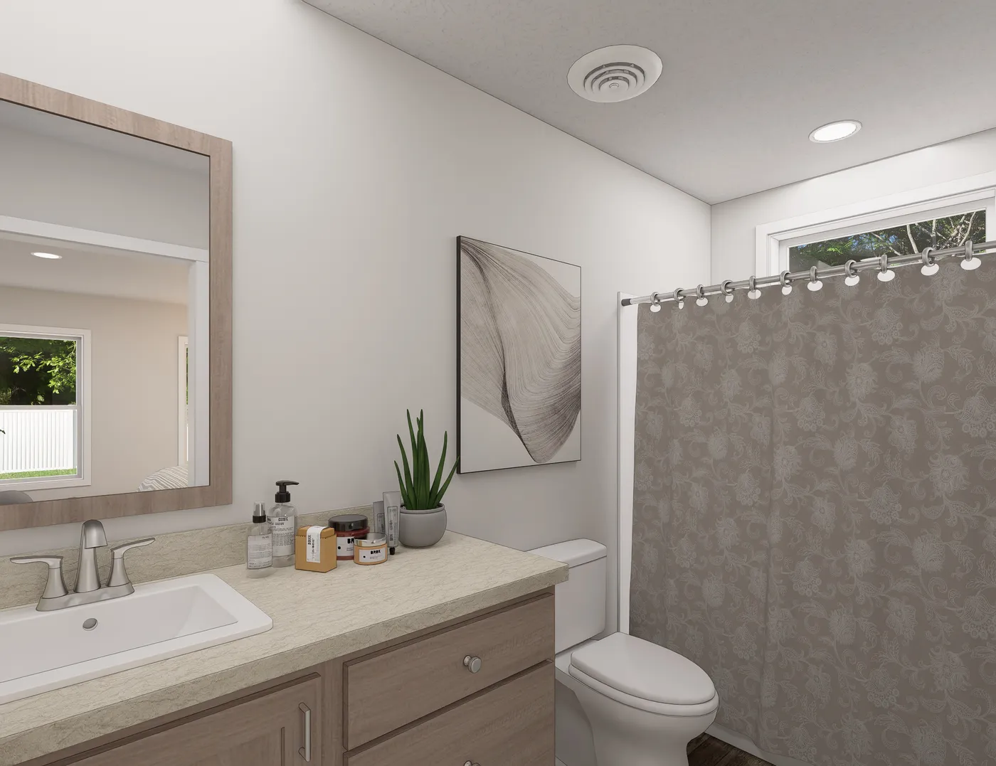 The 5038 IMAGINE Primary Bathroom. This Manufactured Mobile Home features 3 bedrooms and 2 baths.