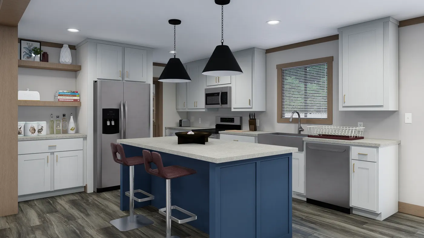 The LORALEI Kitchen. This Manufactured Mobile Home features 3 bedrooms and 2 baths.