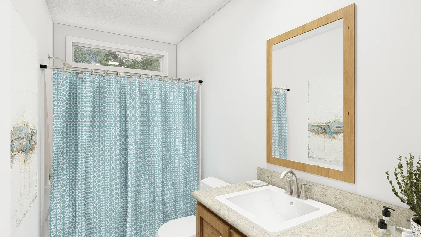 The DRM443F 44'              DREAM Guest Bathroom. This Manufactured Mobile Home features 3 bedrooms and 2 baths.