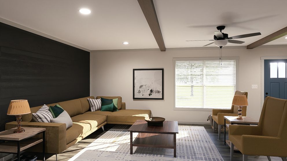 The FARM 3 FLEX ELITE DEN Living Room. This Manufactured Mobile Home features 3 bedrooms and 2 baths.