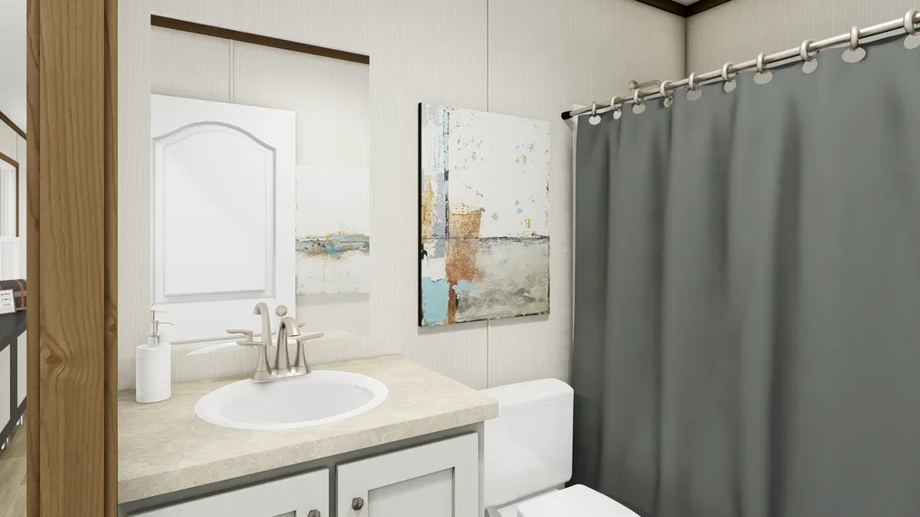 The SPIRIT Guest Bathroom. This Manufactured Mobile Home features 2 bedrooms and 2 baths.