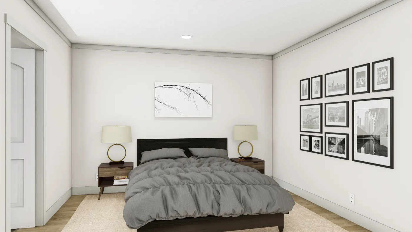 The SOLSBURY HILL Primary Bedroom. This Manufactured Mobile Home features 3 bedrooms and 2 baths.