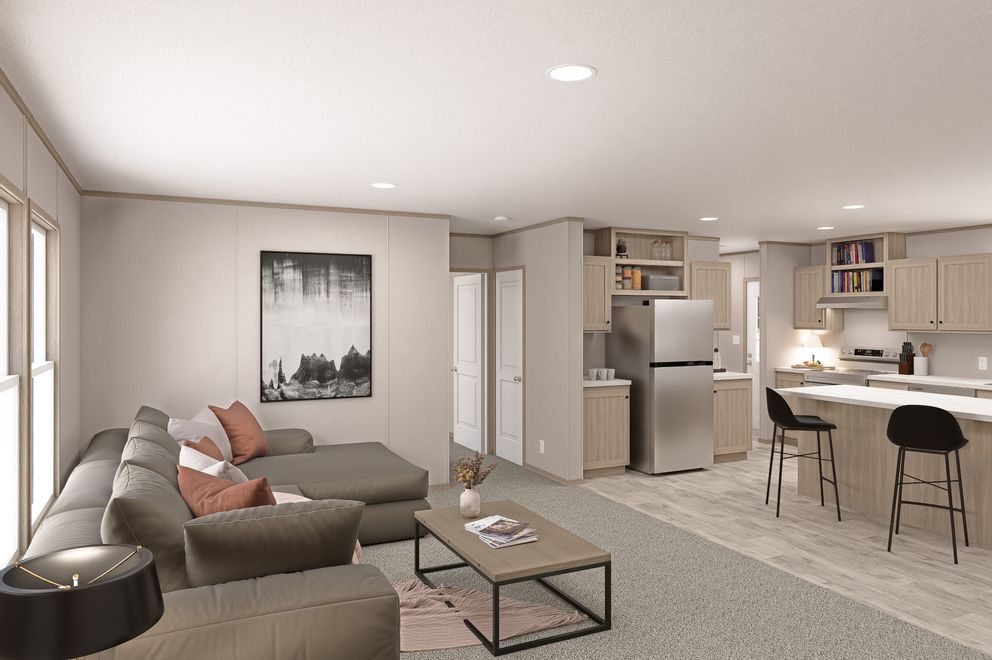 The THE EAGLE 68 Living Room. This Manufactured Mobile Home features 4 bedrooms and 2 baths.