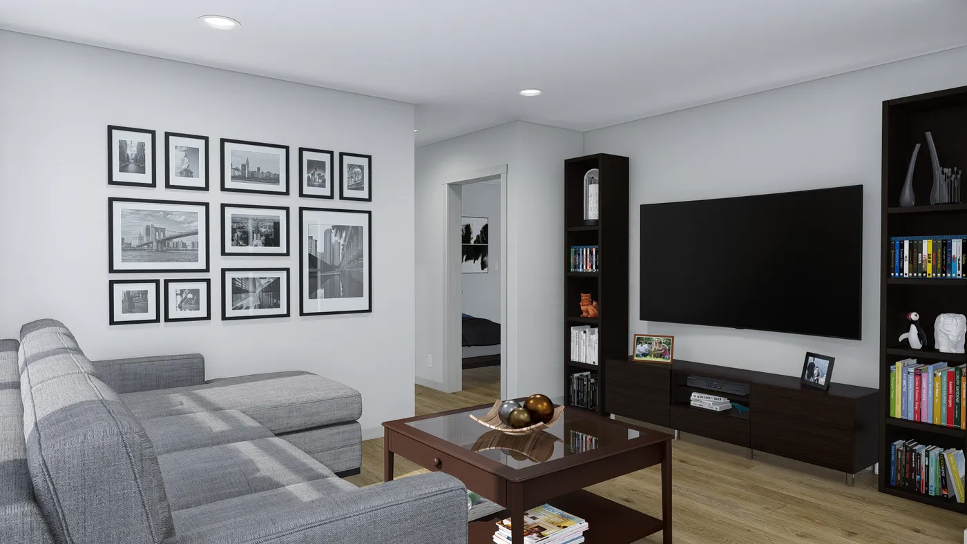 The HERE COMES THE SUN 4824 TEMPO Living Room. This Manufactured Mobile Home features 3 bedrooms and 2 baths.