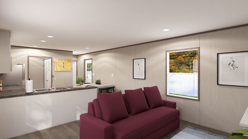 The LEGEND 14X66 Living Room. This Manufactured Mobile Home features 3 bedrooms and 2 baths.