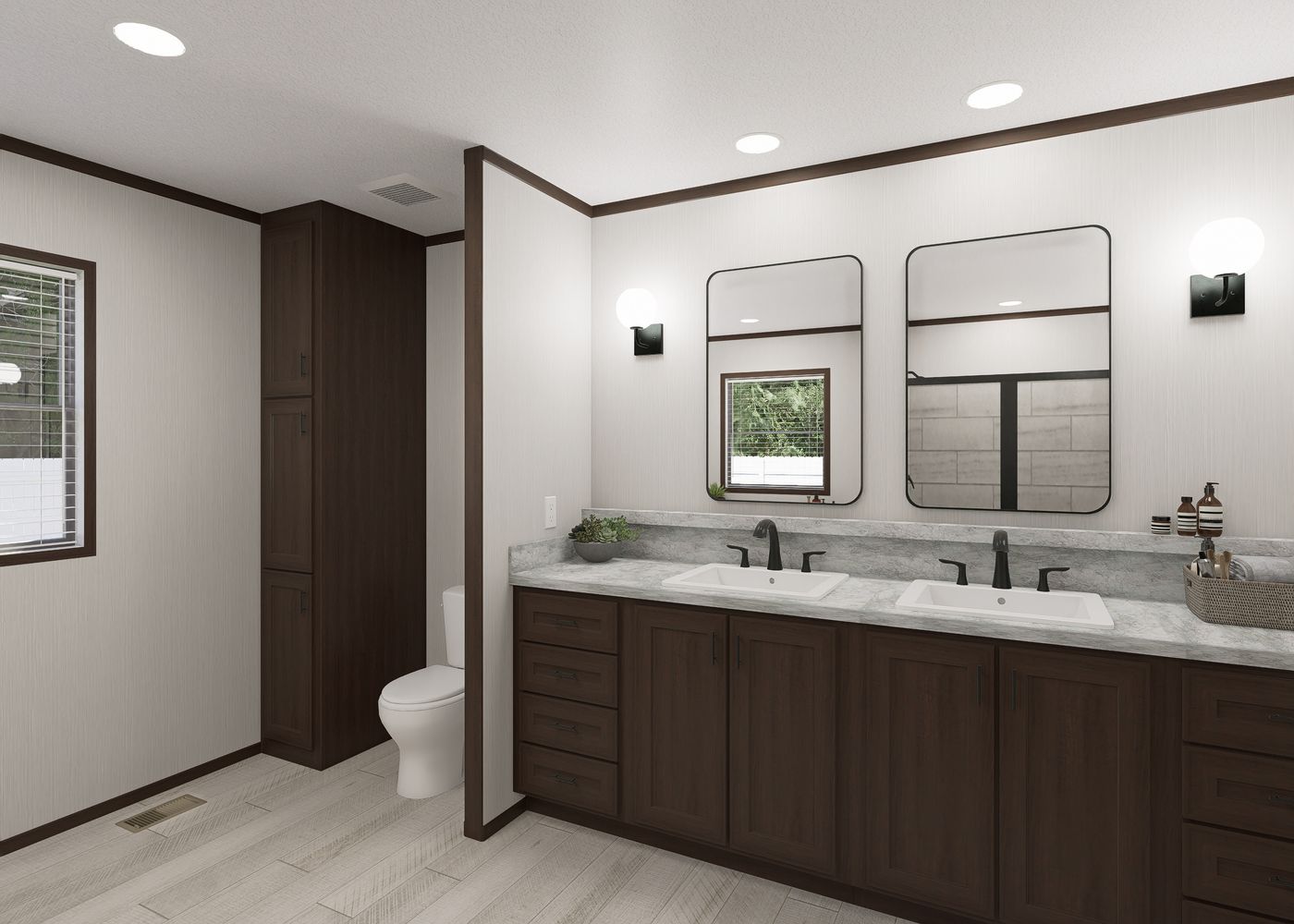 The SAPPHIRE Primary Bathroom. This Manufactured Mobile Home features 4 bedrooms and 2 baths.