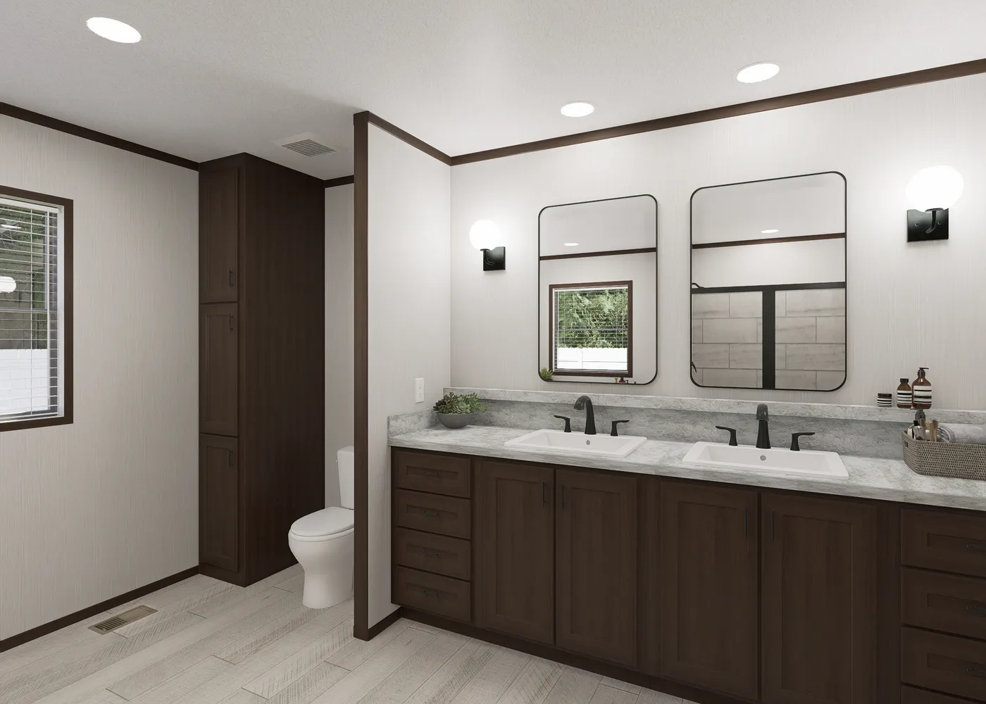 The SAPPHIRE Primary Bathroom. This Manufactured Mobile Home features 4 bedrooms and 2 baths.