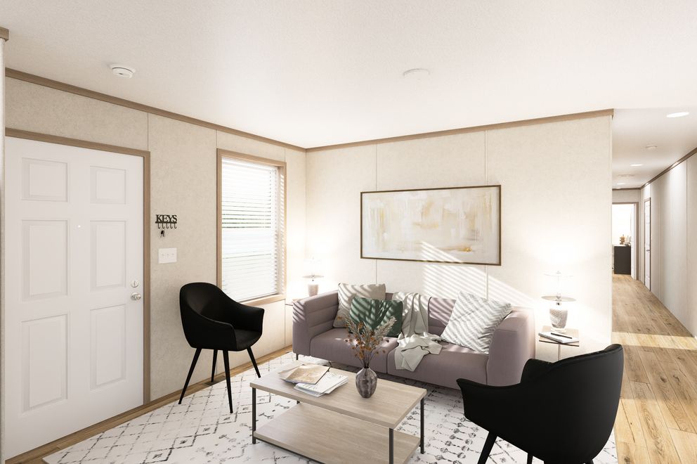The 7216-CC01 CORNERSTONE 72 Living Room. This Manufactured Mobile Home features 3 bedrooms and 2 baths.