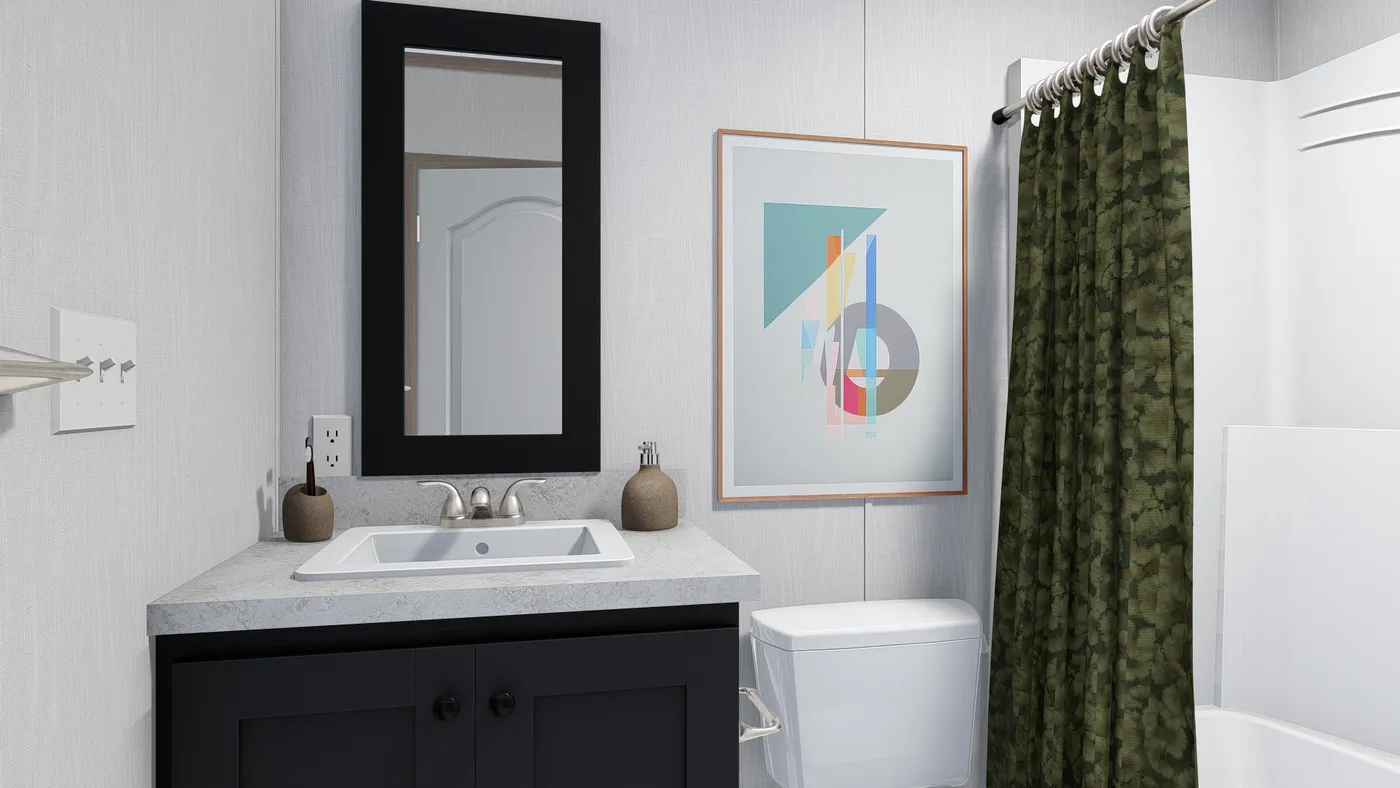 The 6014-4701 THE PULSE Guest Bathroom. This Manufactured Mobile Home features 2 bedrooms and 2 baths.