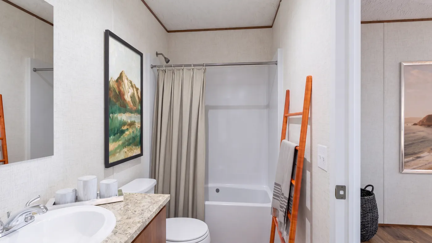 The HICKORY Primary Bathroom. This Manufactured Mobile Home features 3 bedrooms and 2 baths.