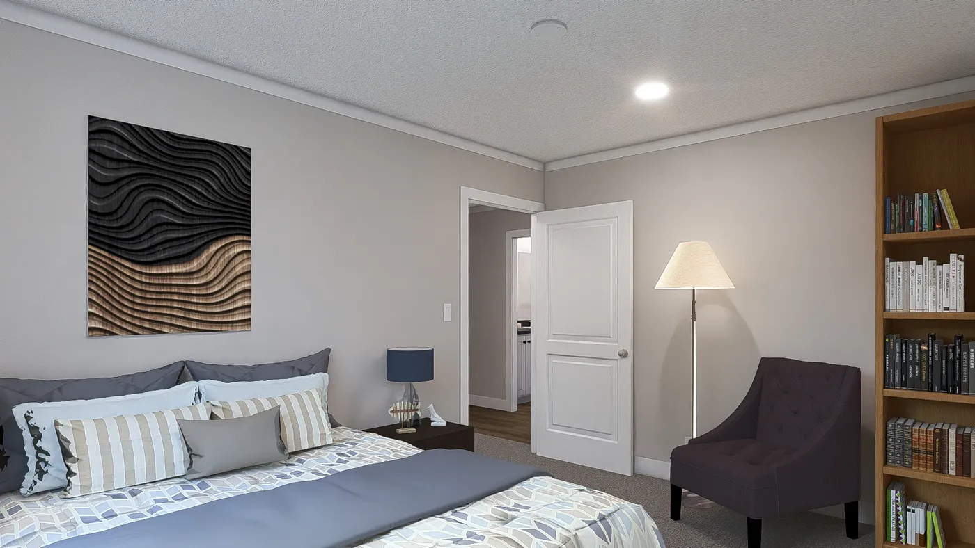 The ROCKET MAN Guest Bedroom. This Manufactured Mobile Home features 3 bedrooms and 2 baths.