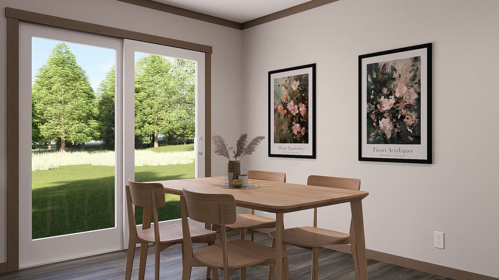 The FARM 4 FLEX Dining Area. This Manufactured Mobile Home features 4 bedrooms and 3 baths.