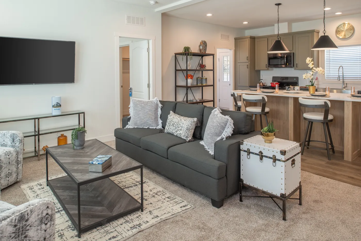 The HRM-2844-2A             KANSAS Living Room. This Manufactured Mobile Home features 2 bedrooms and 2 baths.