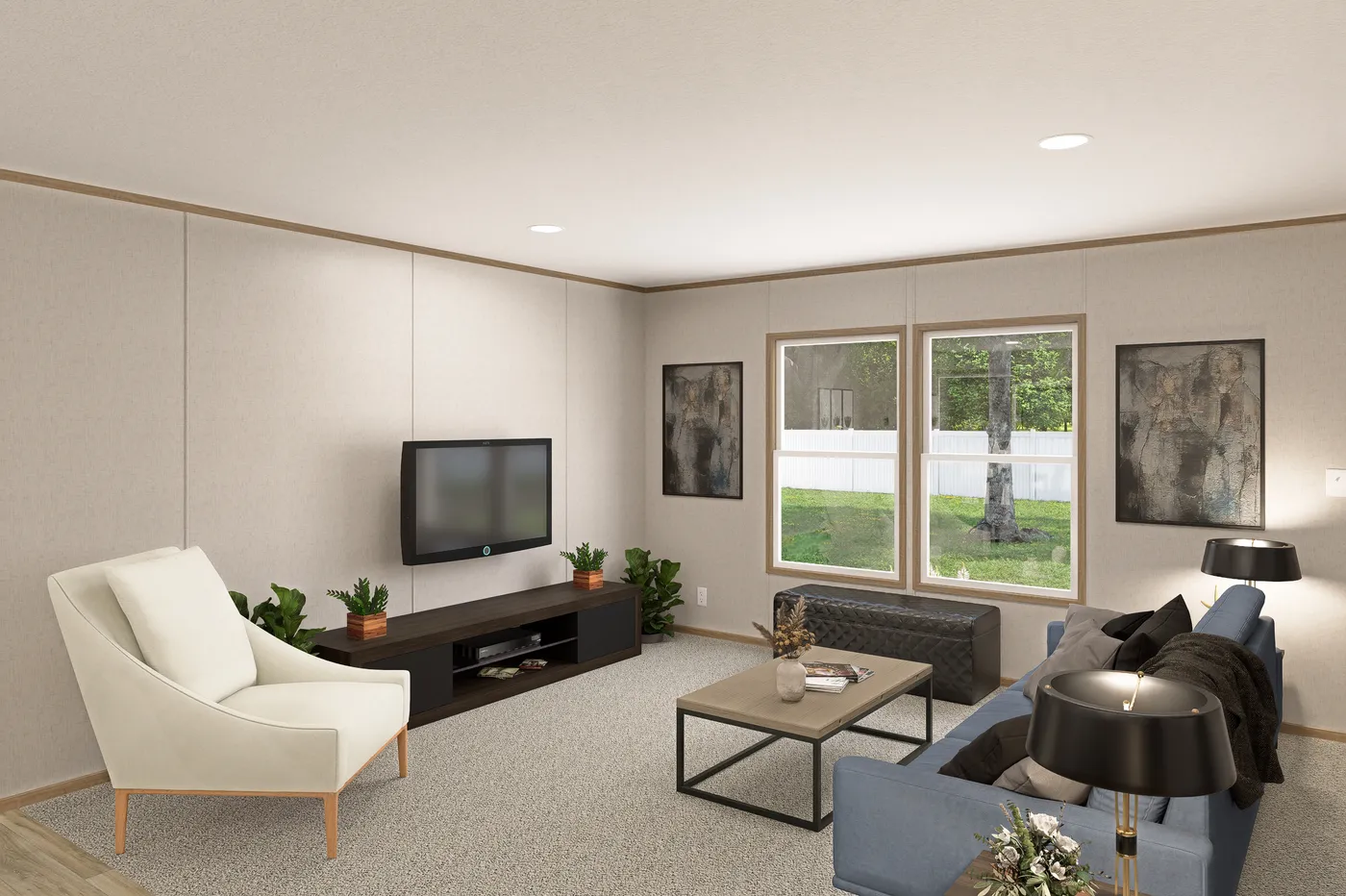 The THE EAGLE 52 Living Room. This Manufactured Mobile Home features 3 bedrooms and 2 baths.