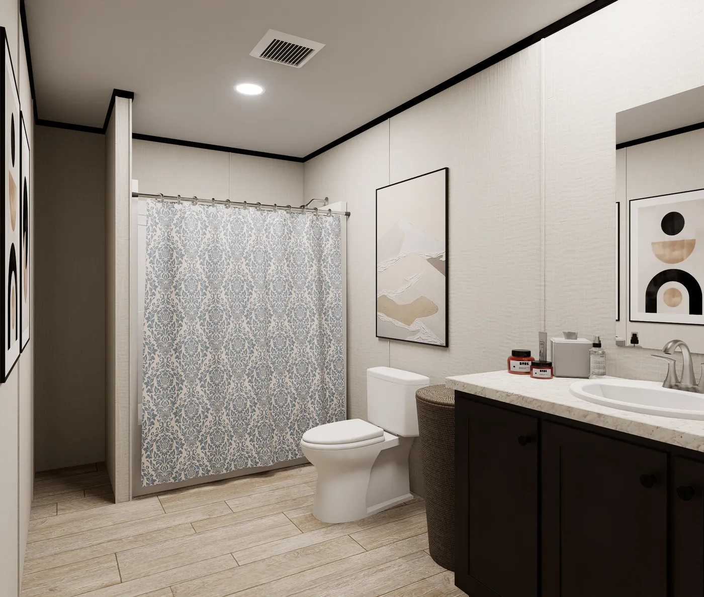 The ULTRA FLEX Guest Bathroom. This Manufactured Mobile Home features 3 bedrooms and 2 baths.