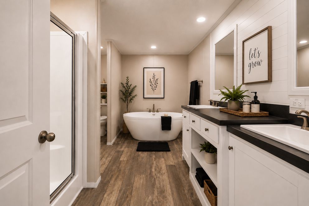 The NORTHSHORE Kitchen. This Manufactured Mobile Home features 3 bedrooms and 2 baths.