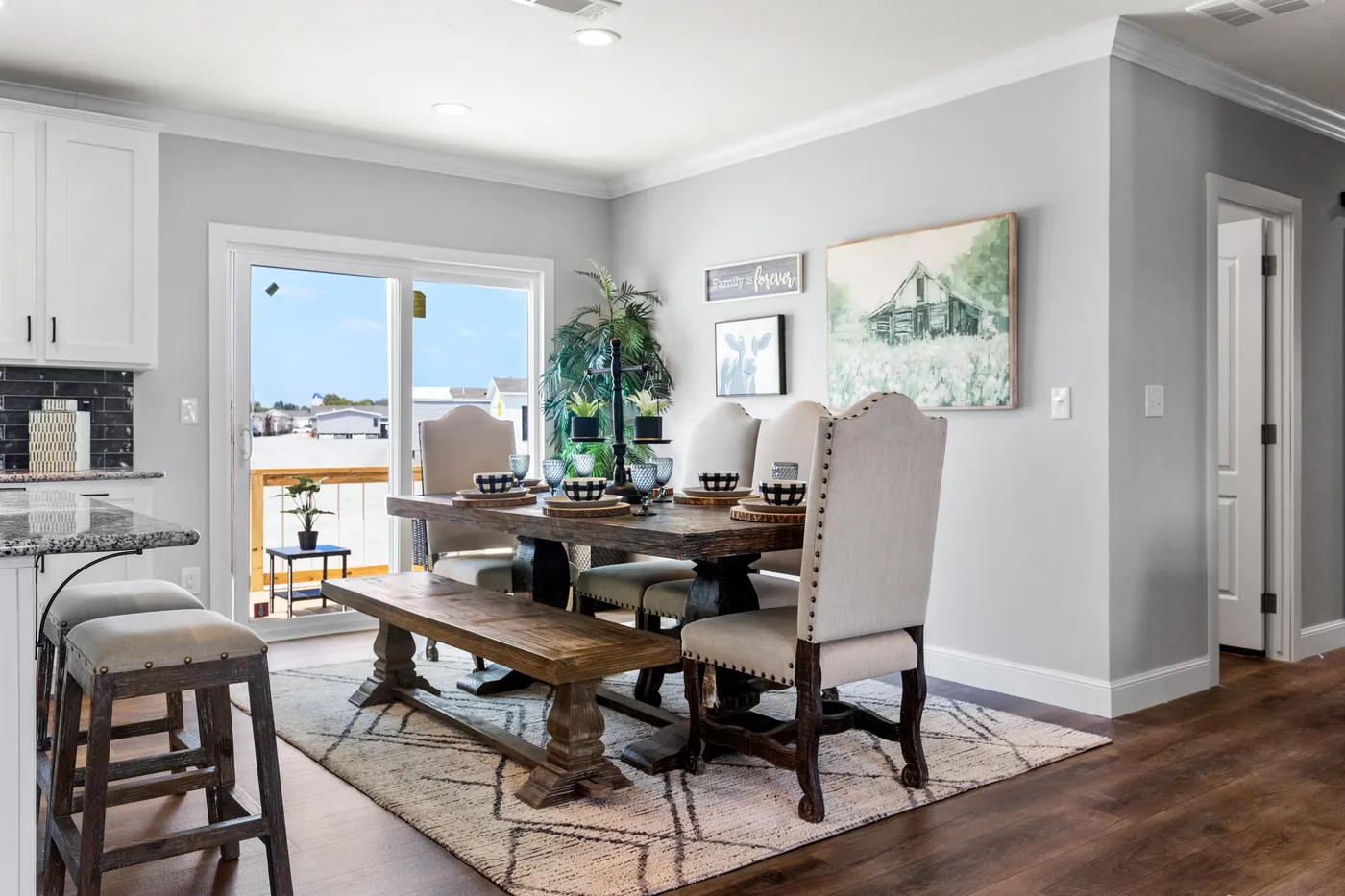 The EL CAPITAN Dining Room. This Manufactured Mobile Home features 3 bedrooms and 2 baths.