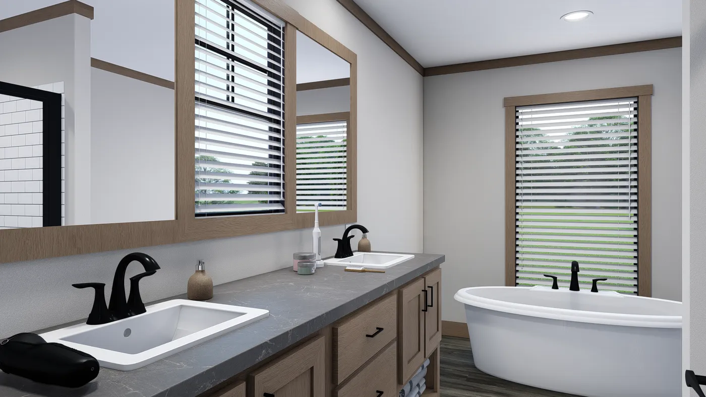 The NELLIE Primary Bathroom. This Manufactured Mobile Home features 4 bedrooms and 2 baths.