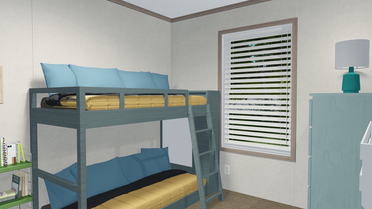 The 6016-4779 THE PULSE Guest Bedroom. This Manufactured Mobile Home features 2 bedrooms and 2 baths.