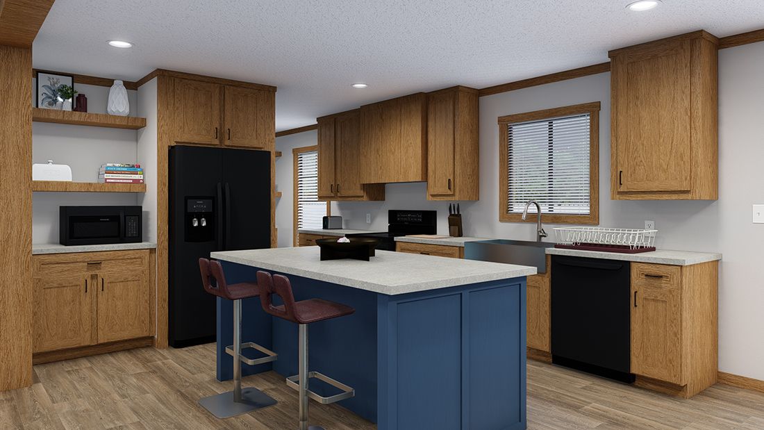 The LORALEI Kitchen. This Manufactured Mobile Home features 3 bedrooms and 2 baths.