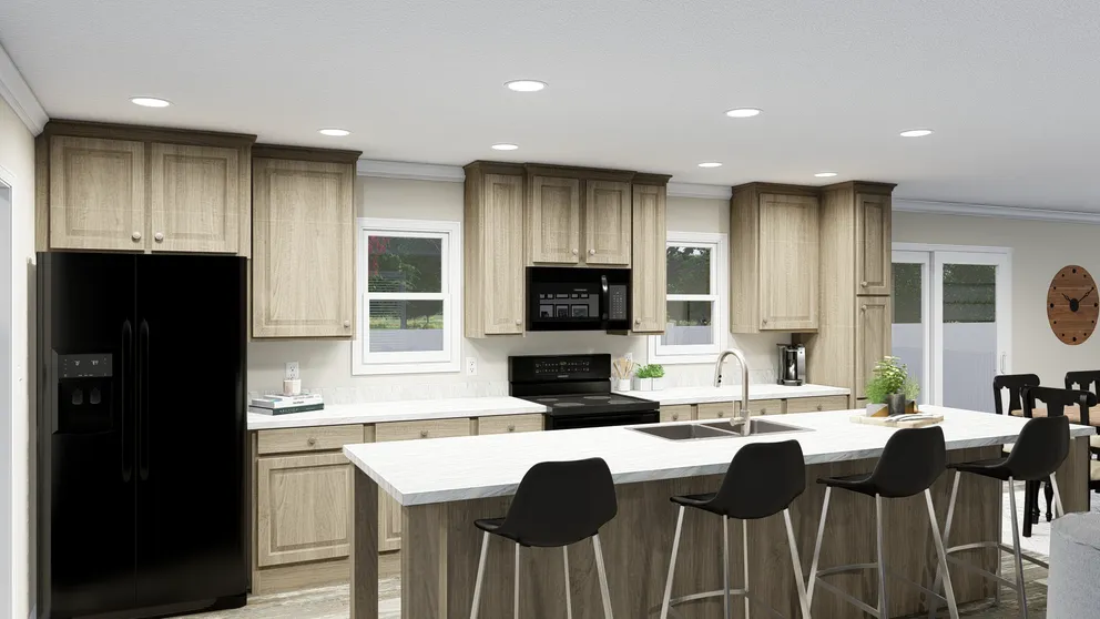 The CAROLINIAN M5010 Kitchen. This Manufactured Mobile Home features 3 bedrooms and 2 baths.