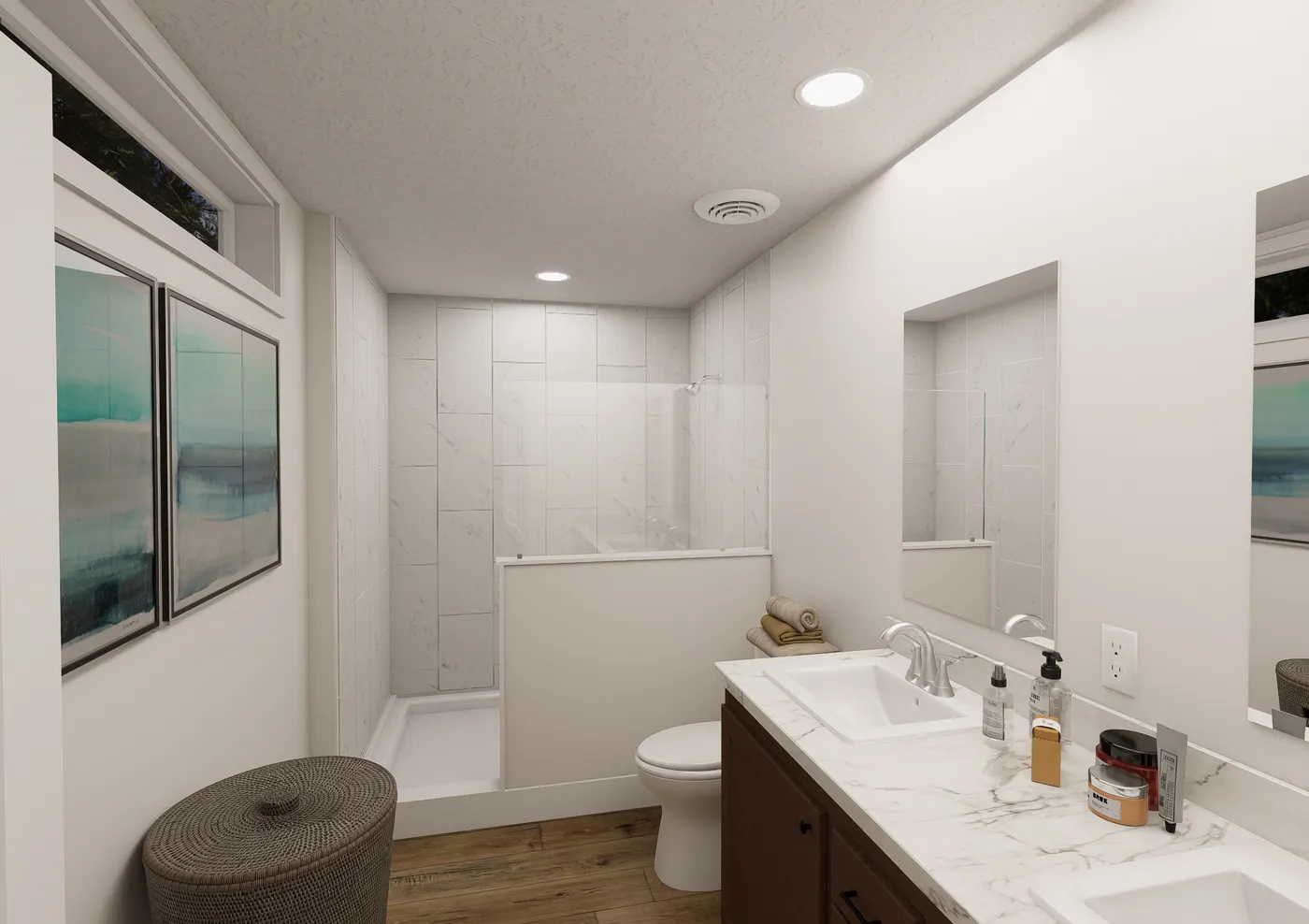 The ANNIVERSARY 2848 Primary Bathroom. This Manufactured Mobile Home features 3 bedrooms and 2 baths.