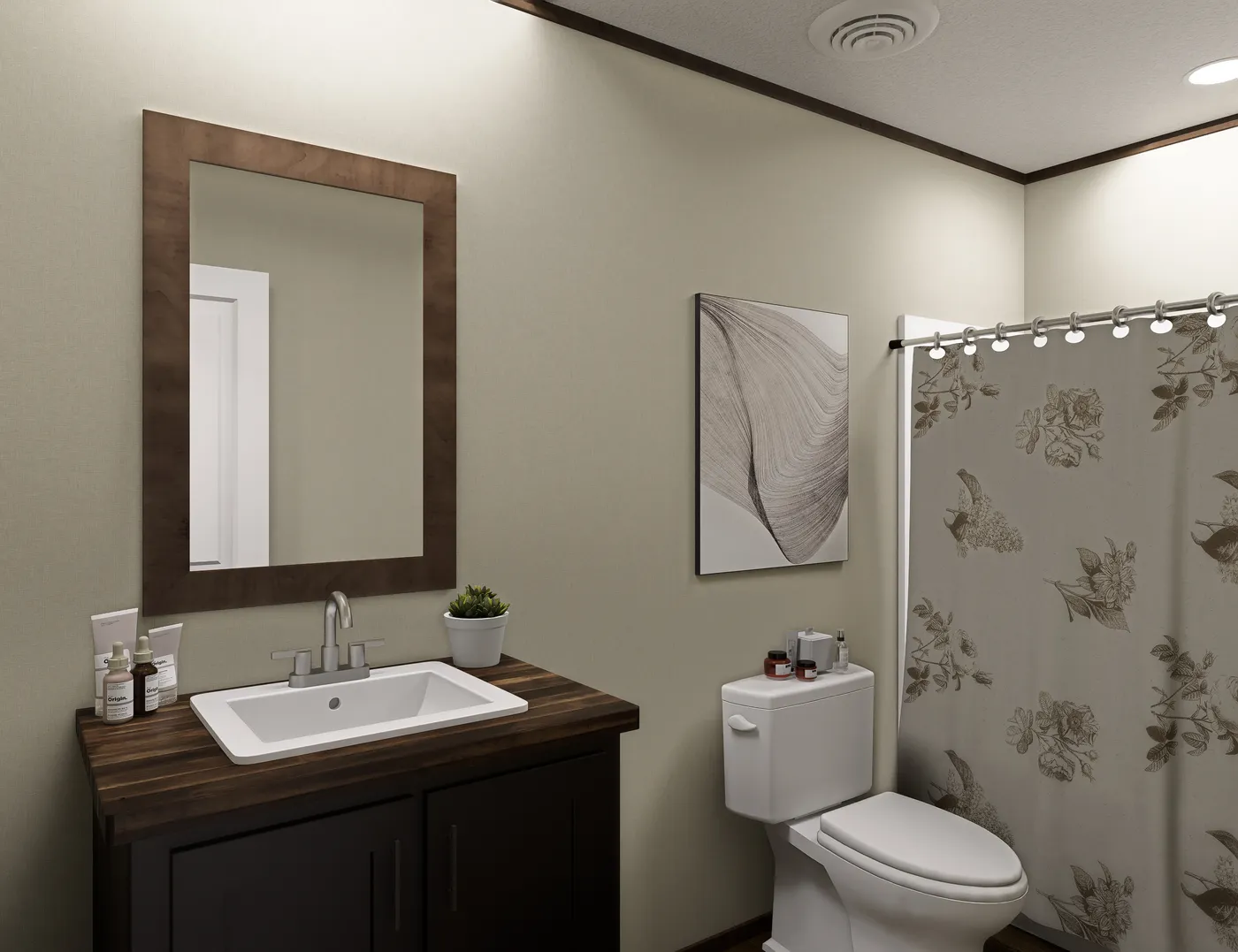 The EVEREST Guest Bathroom. This Manufactured Mobile Home features 4 bedrooms and 2 baths.