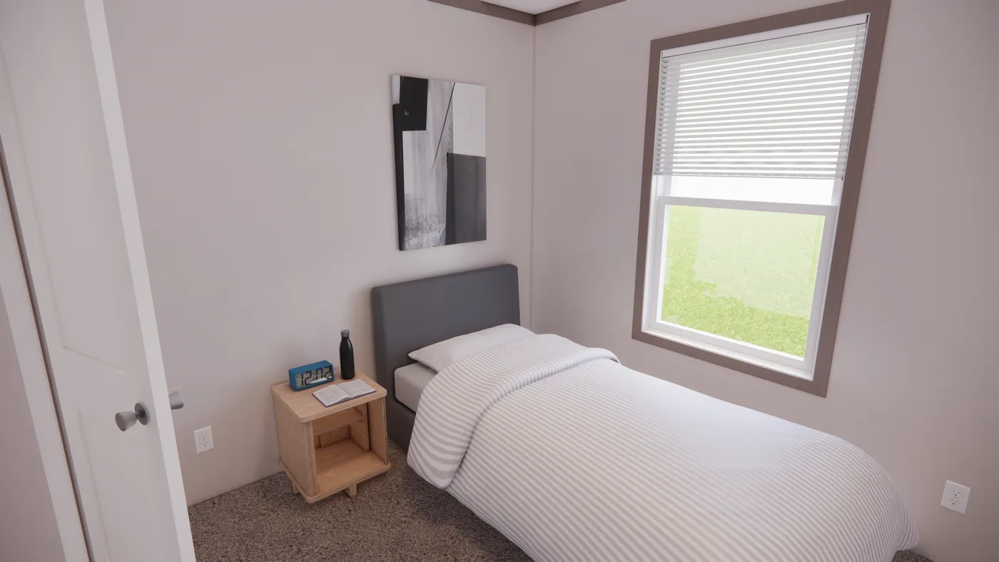 The 6616-4200 ADRENALINE Guest Bedroom. This Manufactured Mobile Home features 3 bedrooms and 2 baths.