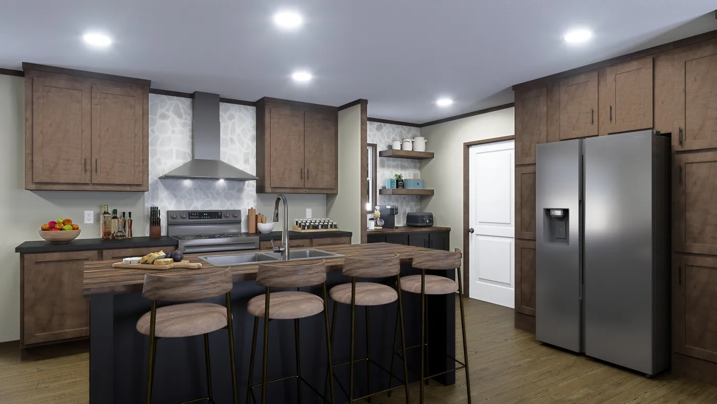 The SEVIER Kitchen. This Manufactured Mobile Home features 4 bedrooms and 3 baths.