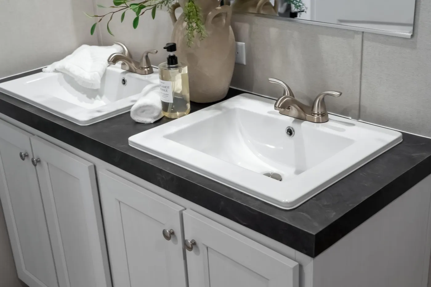 The ELEMENT Primary Bathroom. This Manufactured Mobile Home features 3 bedrooms and 2 baths.