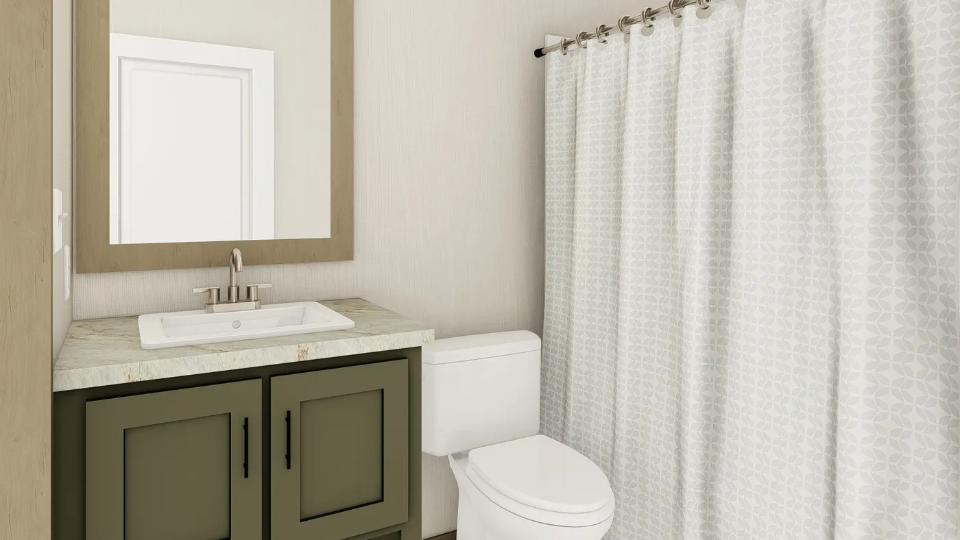 The TIDE Guest Bathroom. This Manufactured Mobile Home features 2 bedrooms and 2 baths.