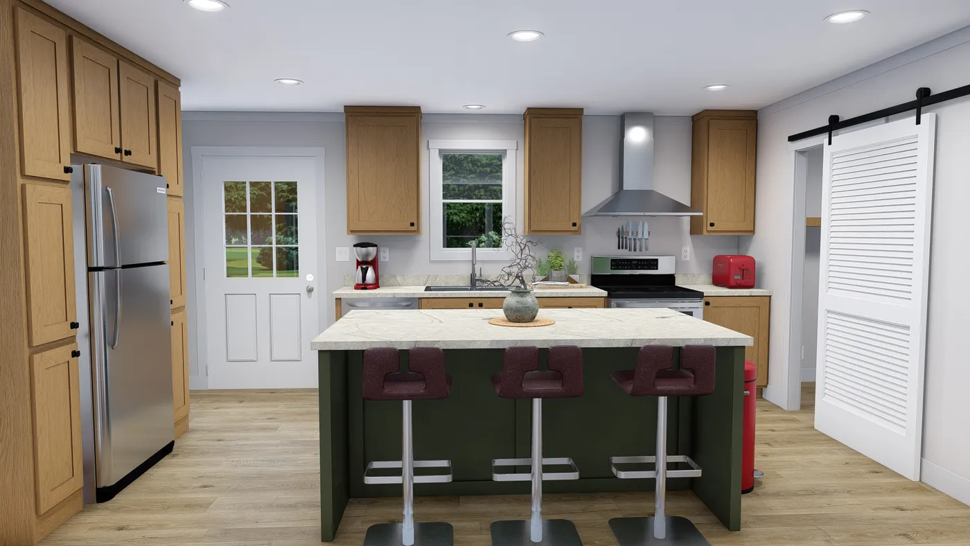 The LOVELY DAY Kitchen. This Manufactured Mobile Home features 4 bedrooms and 2 baths.
