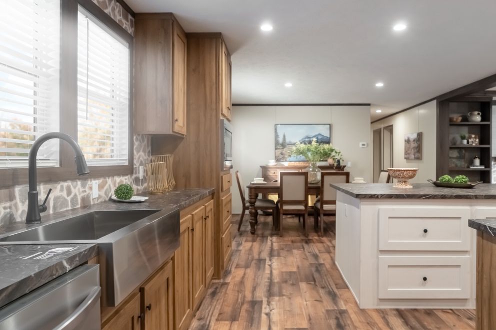 The MOUNTAIN VIEW Kitchen. This Manufactured Mobile Home features 3 bedrooms and 2 baths.