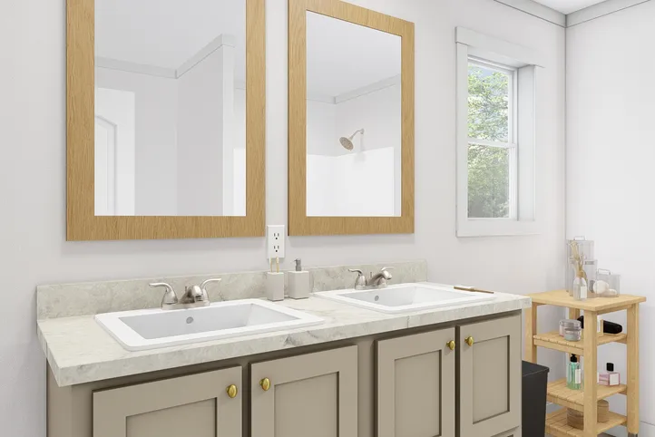 The HEY JUDE Primary Bathroom. This Manufactured Mobile Home features 5 bedrooms and 2 baths.