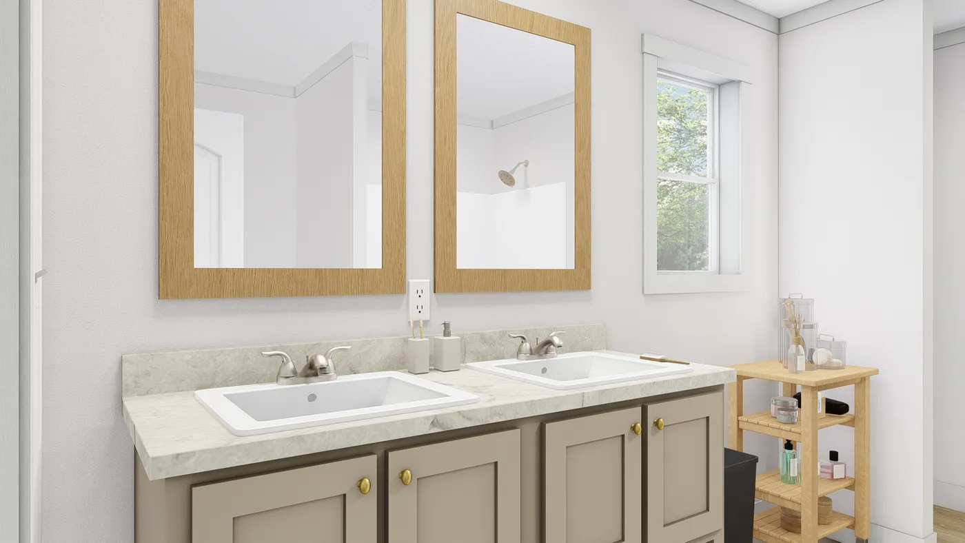 The HEY JUDE Primary Bathroom. This Manufactured Mobile Home features 5 bedrooms and 2 baths.