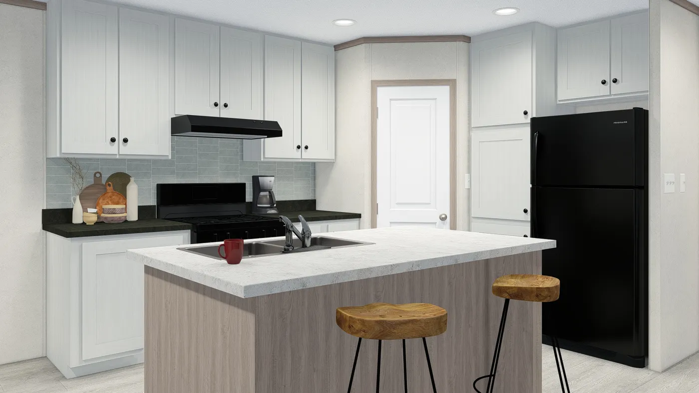 The 4828-5783 THE PULSE Kitchen. This Manufactured Mobile Home features 3 bedrooms and 2 baths.